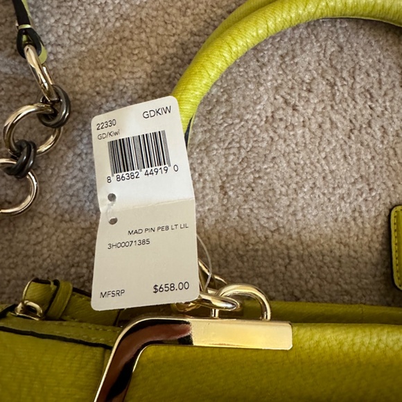 Coach Pebbled Leather Madison Satchel, NWT